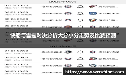 快船与雷霆对决分析大分小分走势及比赛预测